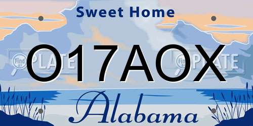 O17AOX Alabama License Plate