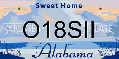 O18SII Alabama License Plate