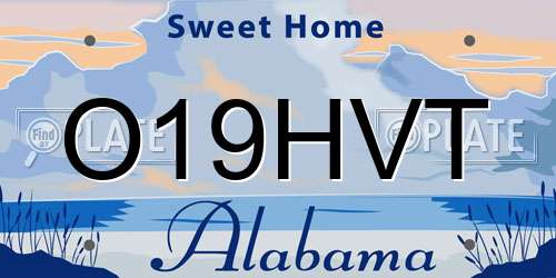O19HVT Alabama License Plate