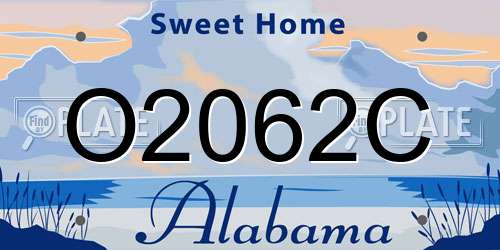 O2062C Alabama License Plate