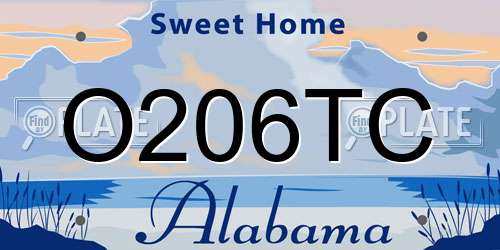 O206TC Alabama License Plate