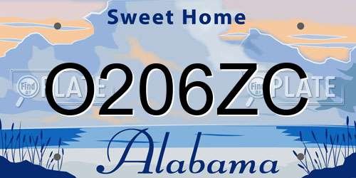 O206ZC Alabama License Plate
