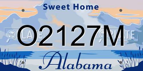 O2127M Alabama License Plate