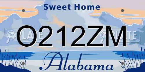 O212ZM Alabama License Plate