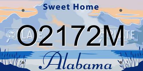 O2172M Alabama License Plate
