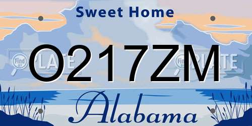 O217ZM Alabama License Plate
