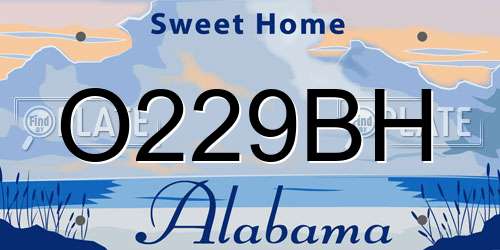 O229BH Alabama License Plate