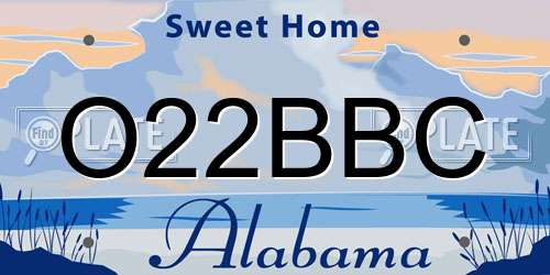 O22BBC Alabama License Plate