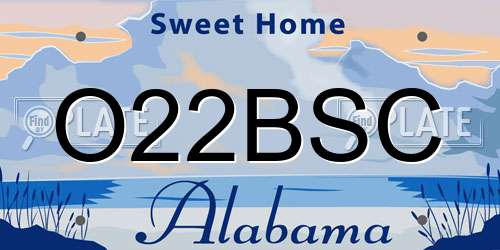 O22BSC Alabama License Plate