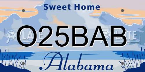 O25BAB Alabama License Plate
