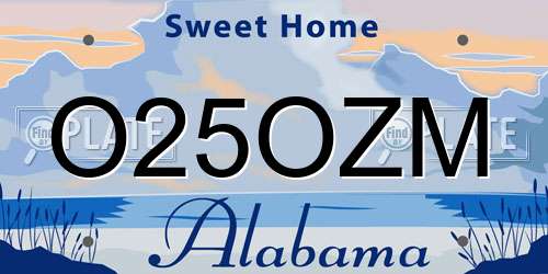 O25OZM Alabama License Plate
