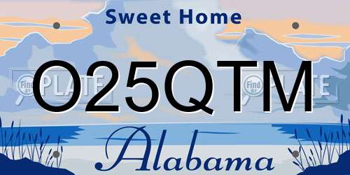 O25QTM Alabama License Plate