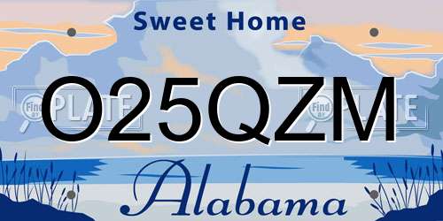 O25QZM Alabama License Plate