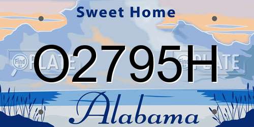 O2795H Alabama License Plate