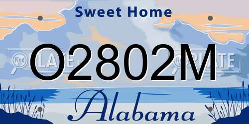 O2802M Alabama License Plate
