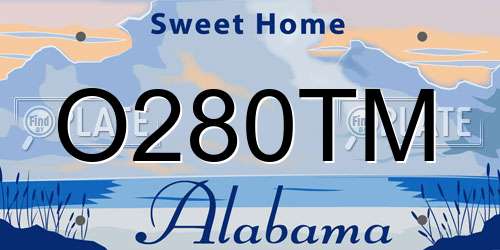 O280TM Alabama License Plate