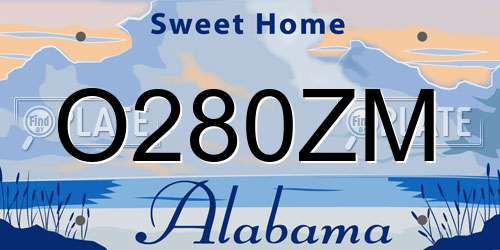 O280ZM Alabama License Plate