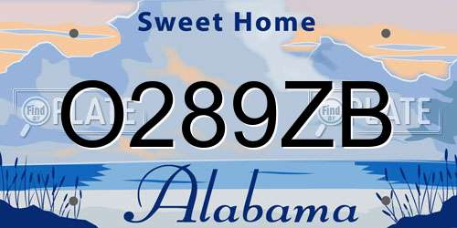 O289ZB Alabama License Plate