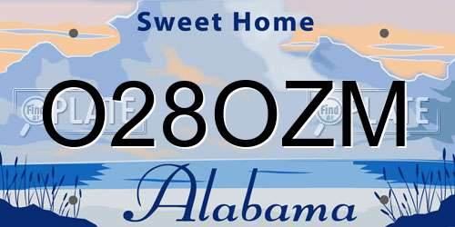 O28OZM Alabama License Plate