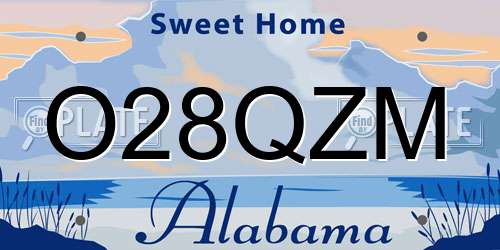 O28QZM Alabama License Plate