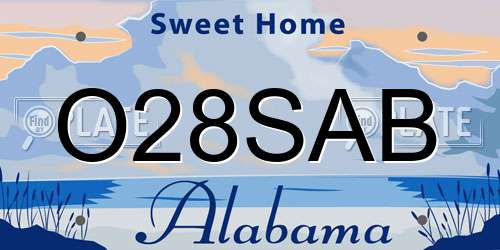 O28SAB Alabama License Plate