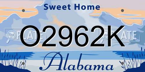 O2962K Alabama License Plate