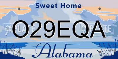O29EQA Alabama License Plate