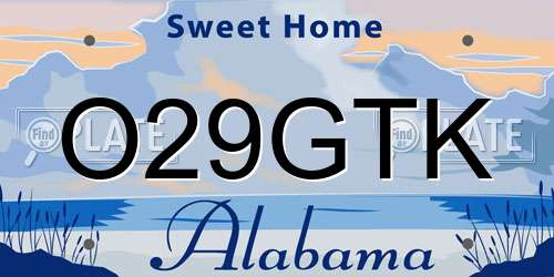 O29GTK Alabama License Plate