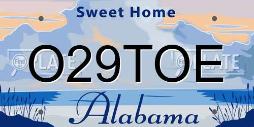 O29TOE Alabama License Plate