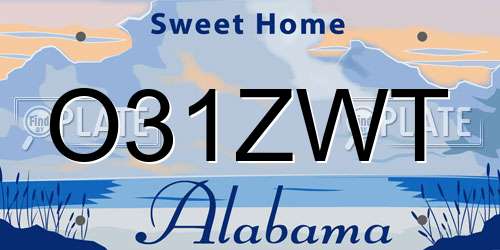 O31ZWT Alabama License Plate