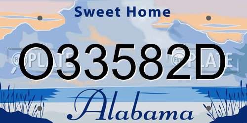 O33582D Alabama License Plate