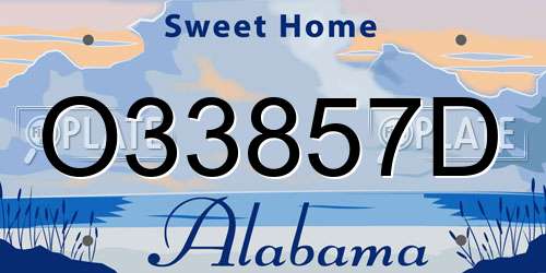 O33857D Alabama License Plate