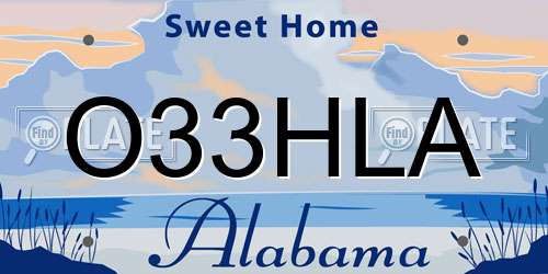 O33HLA Alabama License Plate