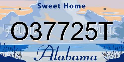 O37725T Alabama License Plate