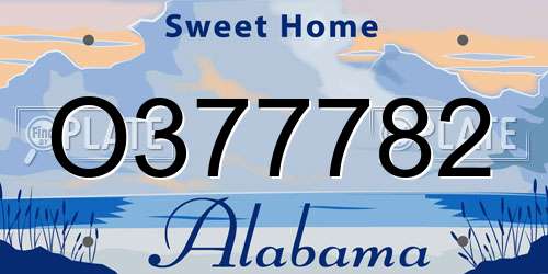 O377782 Alabama License Plate