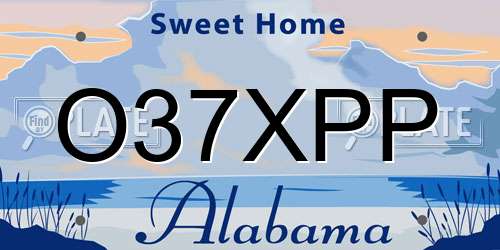 O37XPP Alabama License Plate
