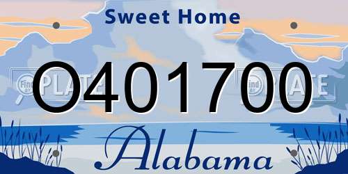 O401700 Alabama License Plate