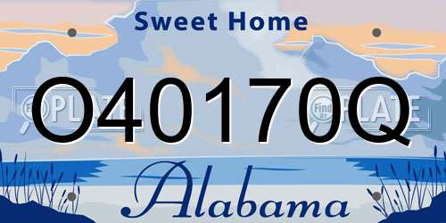 O40170Q Alabama License Plate
