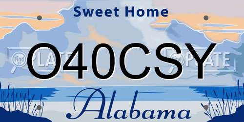 O40CSY Alabama License Plate