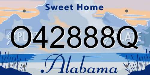 O42888Q Alabama License Plate