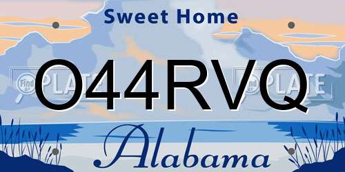 O44RVQ Alabama License Plate