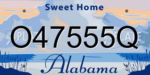 O47555Q Alabama License Plate
