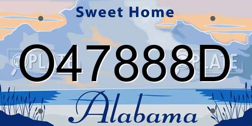 O47888D Alabama License Plate
