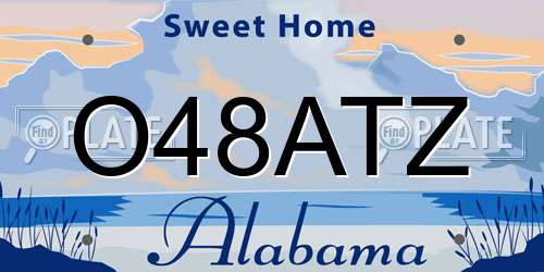 O48ATZ Alabama License Plate