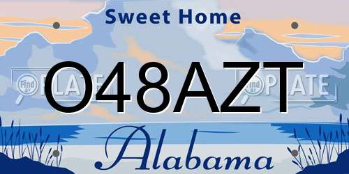 O48AZT Alabama License Plate