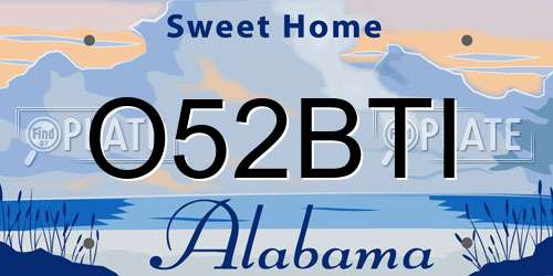 O52BTI Alabama License Plate
