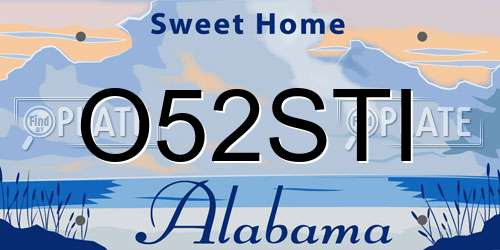 O52STI Alabama License Plate