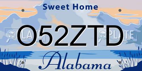 O52ZTD Alabama License Plate