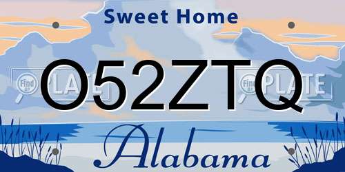 O52ZTQ Alabama License Plate