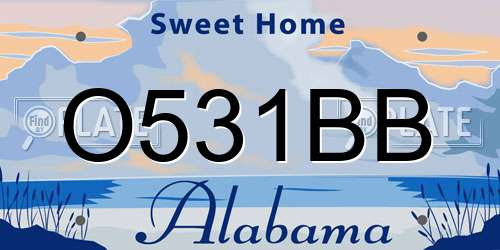 O531BB Alabama License Plate